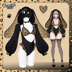 Pre-sale Leopard Print Bunny Cosplay Long-Sleeve Lingerie Set KO146