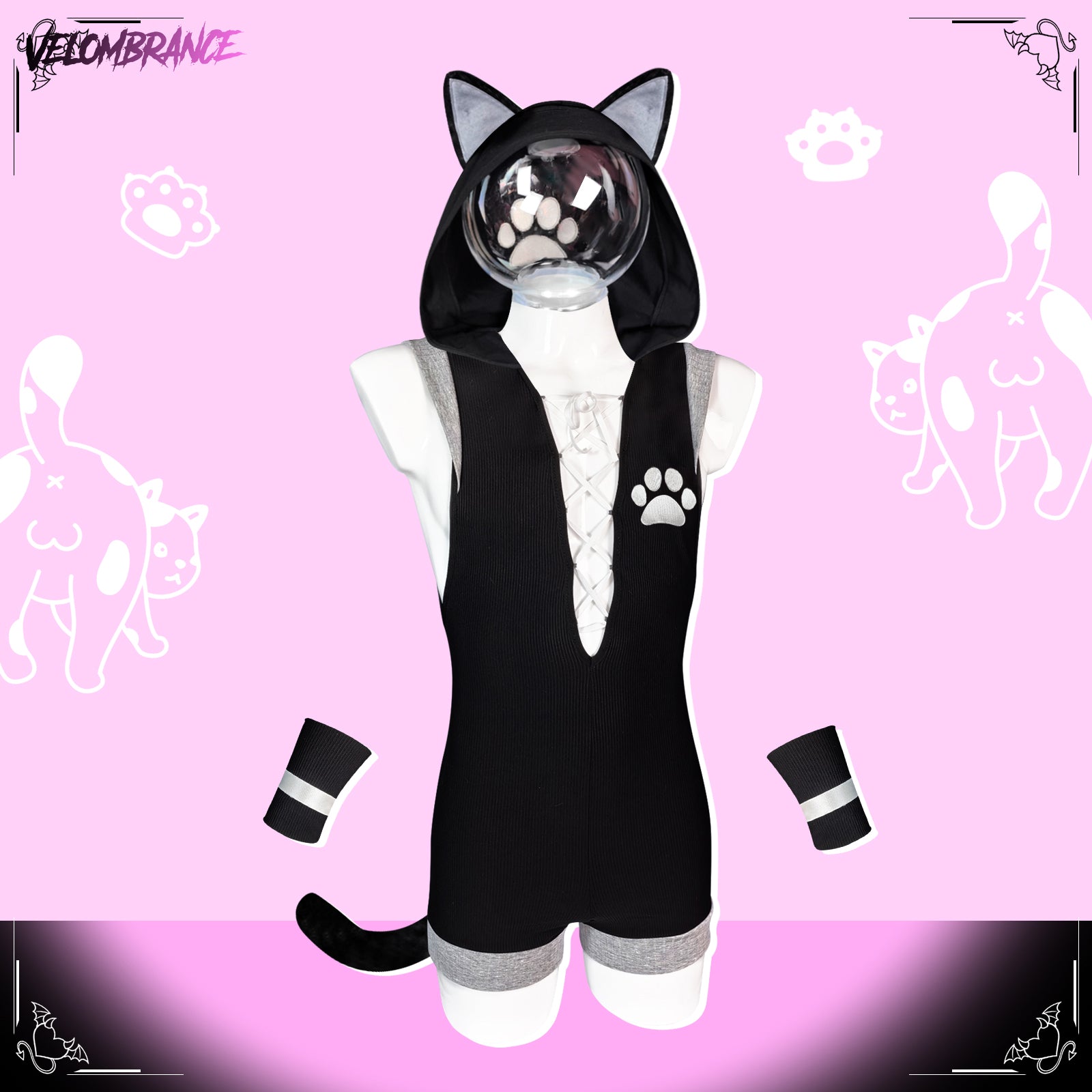 Cat Bodysuit (3-Piece Set）AS43