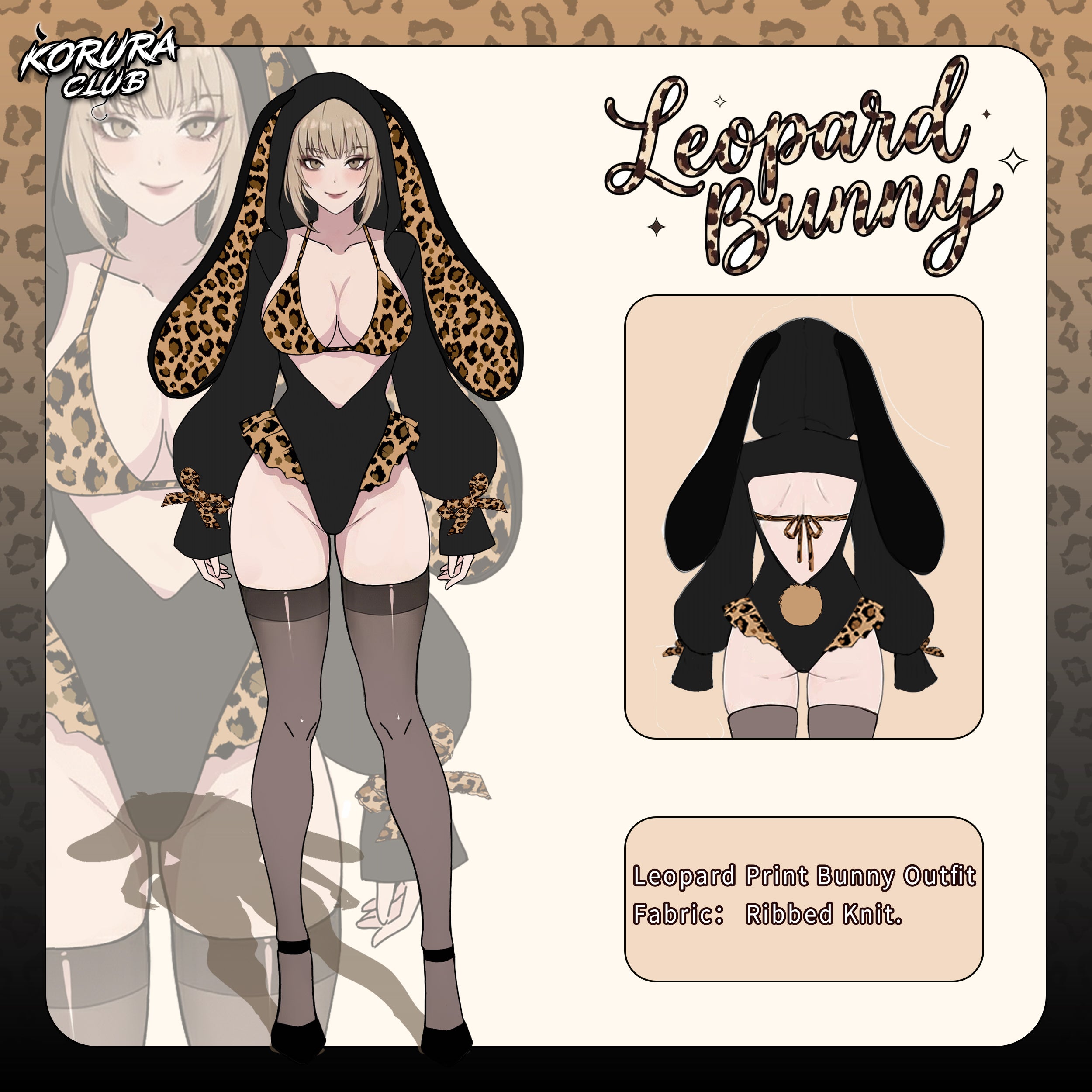 Pre-sale Leopard Print Bunny Cosplay Long-Sleeve Lingerie Set KO146