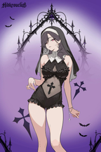 Pre-Sale Gothic Nun Bodysuit Costume (3-Piece Set) HK010