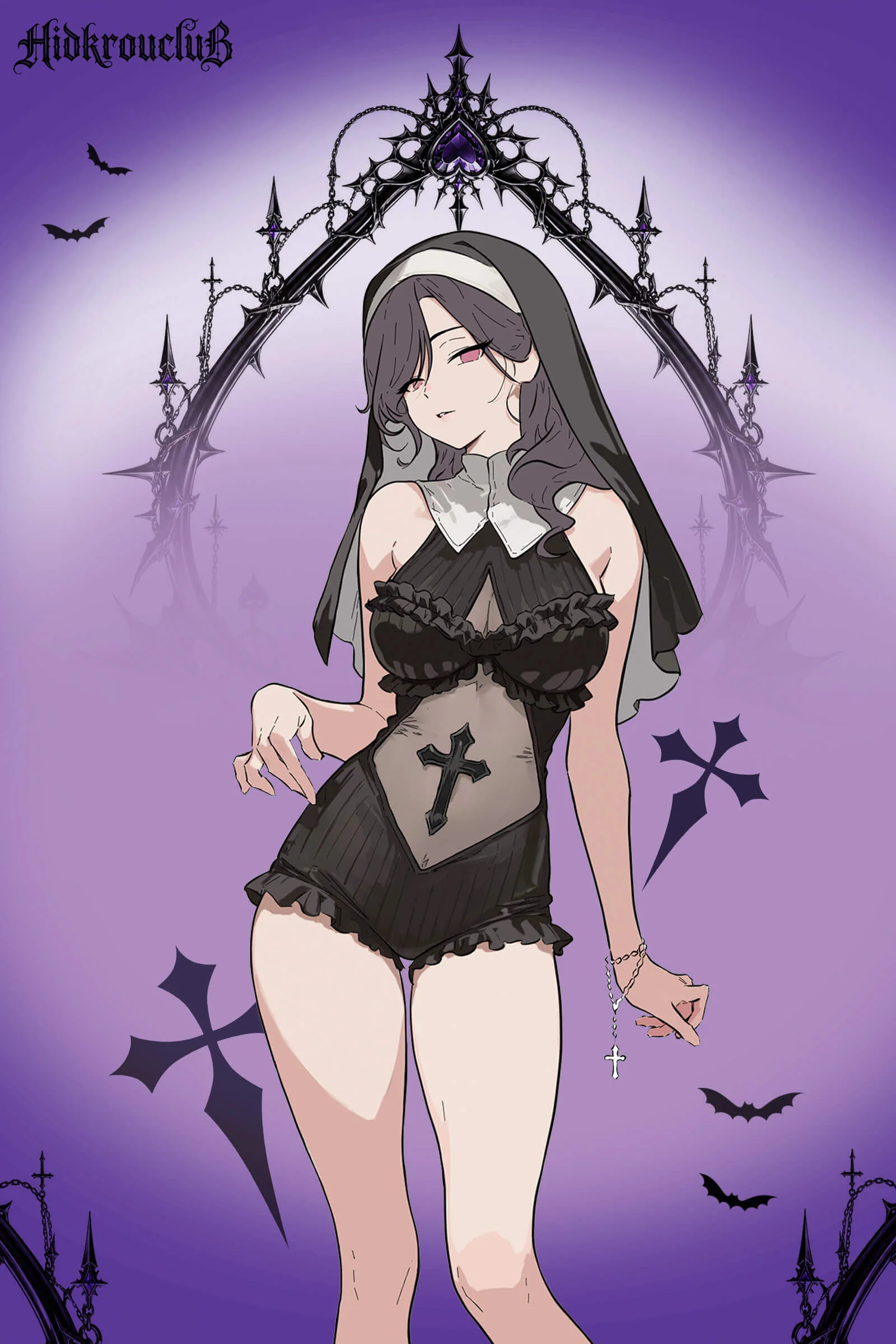 Pre-Sale Gothic Nun Bodysuit Costume (3-Piece Set) HK010