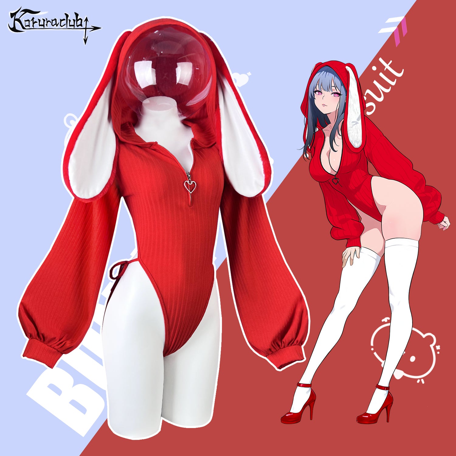 Christmas Red bunny ear Bodysuit  KO64-F