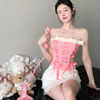 Bow tube top + lace cake skirt HA2257