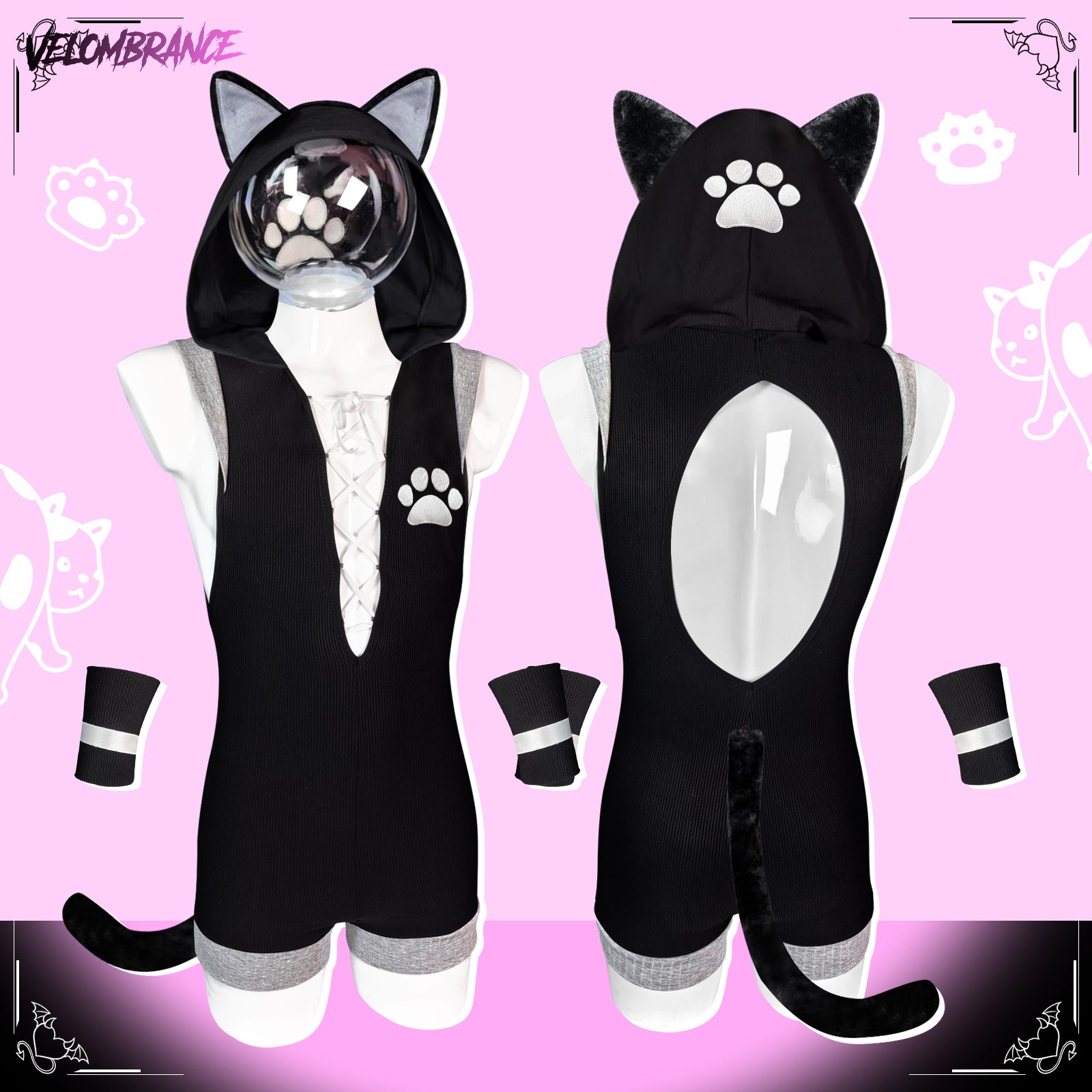 Cat Bodysuit (3-Piece Set）AS43
