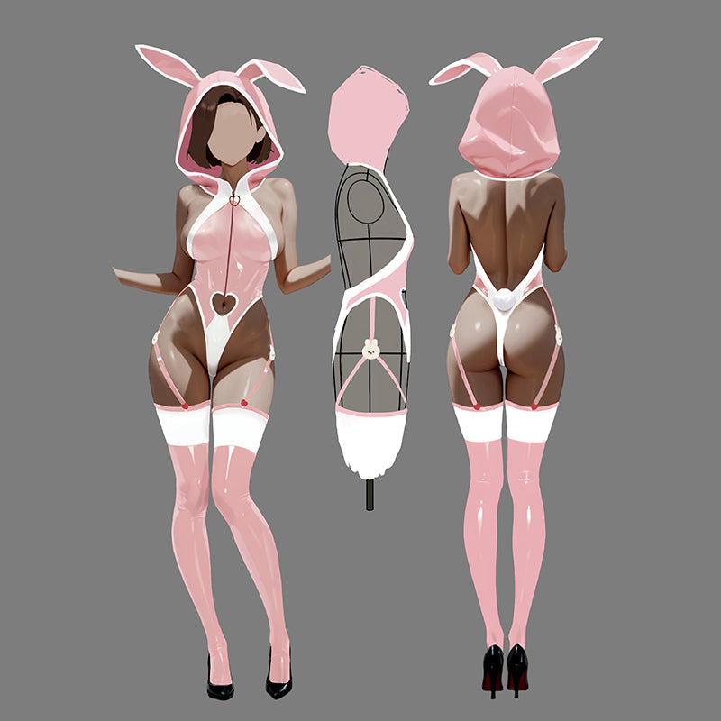 Pre-Sale Pink Bunny Hoodie Bodysuit Lingerie HA2937