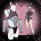 Pre-sale Pink Leopard Fishnet Bodysuit (5-Piece Set)  as62