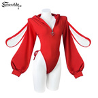 Chic Grey Bunny Ear Hoodie Bodysuit KO64