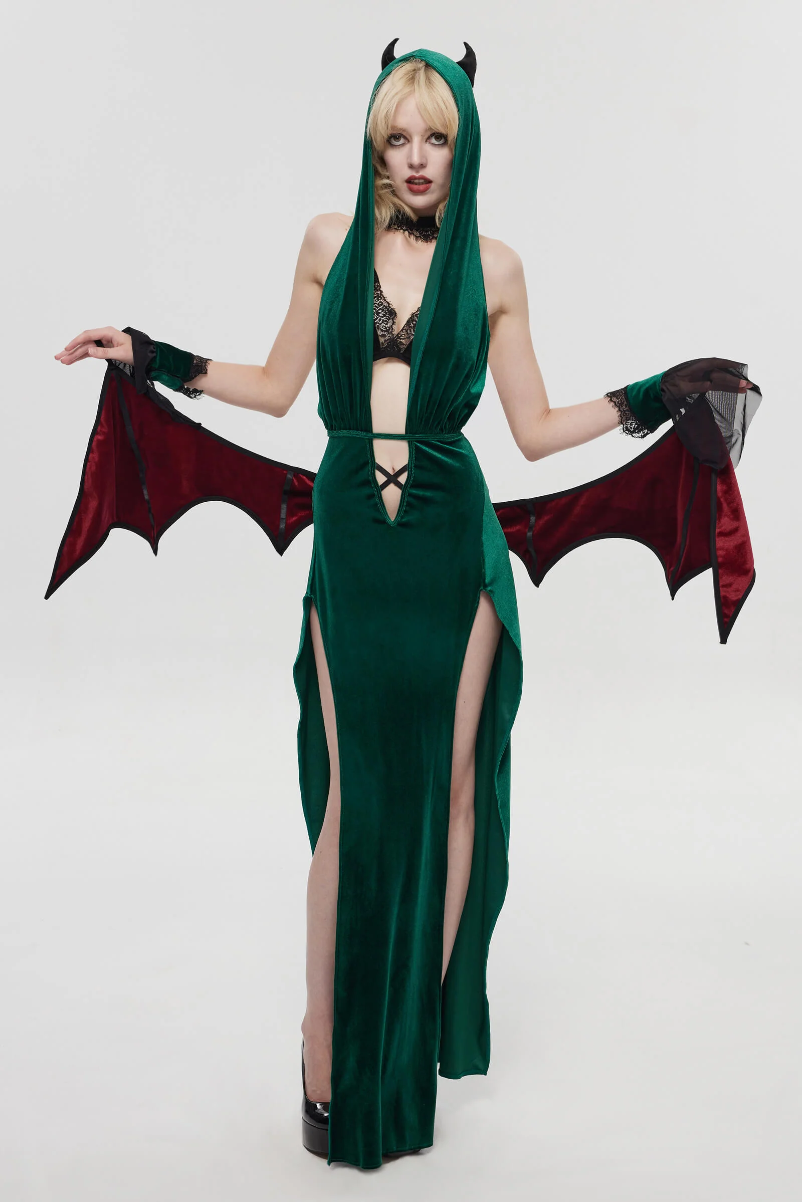 Pre-Sale Gothic Green Devil Wing Costume Set HK008