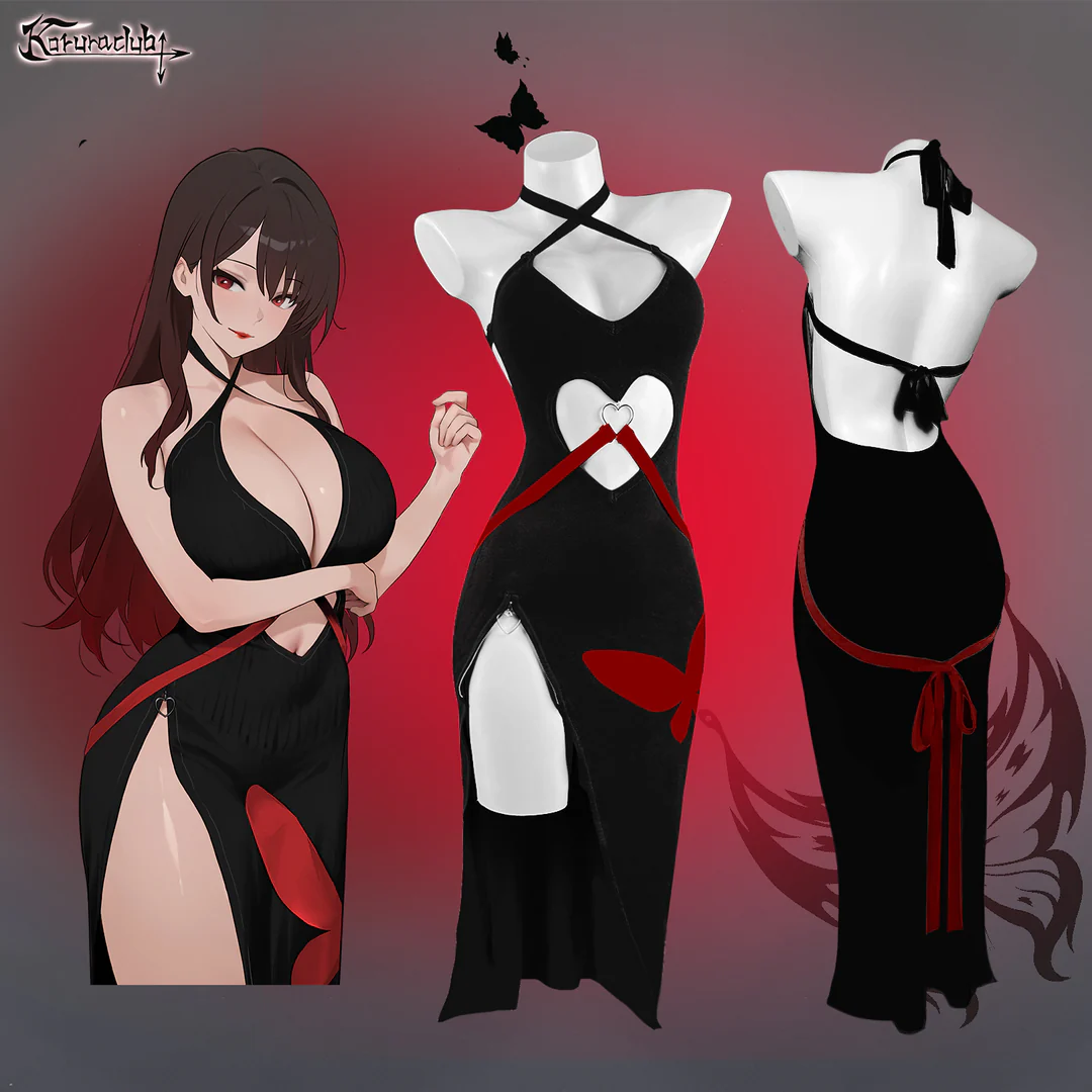 Sexy Red Heart Cutout Dress For Female HA2876
