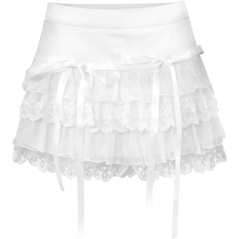 Bow tube top + lace cake skirt HA2257