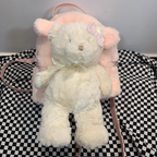 Pink plush bear backpack HA2324