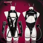 Pre-Order Devil Shiny Leather Strap Bodysuit （5-Piece Set）AS01