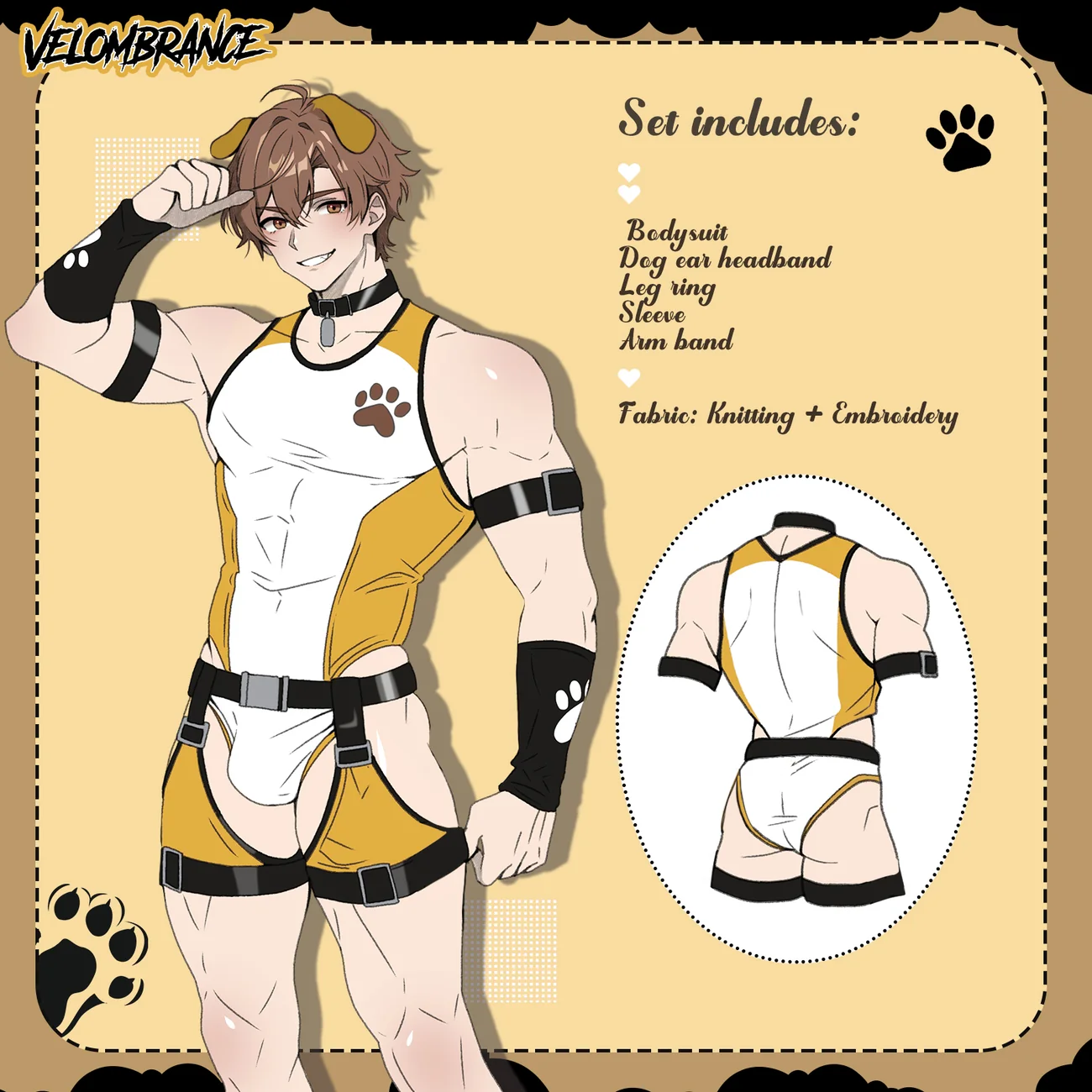Puppy Femboy Bodysuit Set (5-Piece Set) AS74