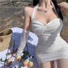 Lace halterneck dress + sleeves HA2254