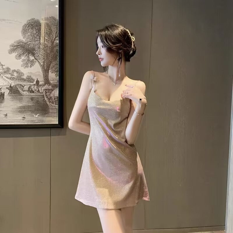 Ribbon Cross Backless Sling Dress  HA1876