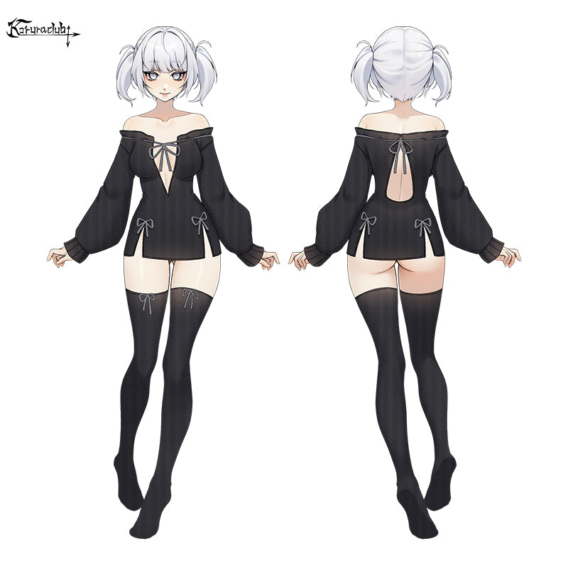 KORURACKUB-BUTTERFLY KNOT V-NECK DRESS SR06