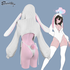 Chic Grey Bunny Ear Hoodie Bodysuit KO64