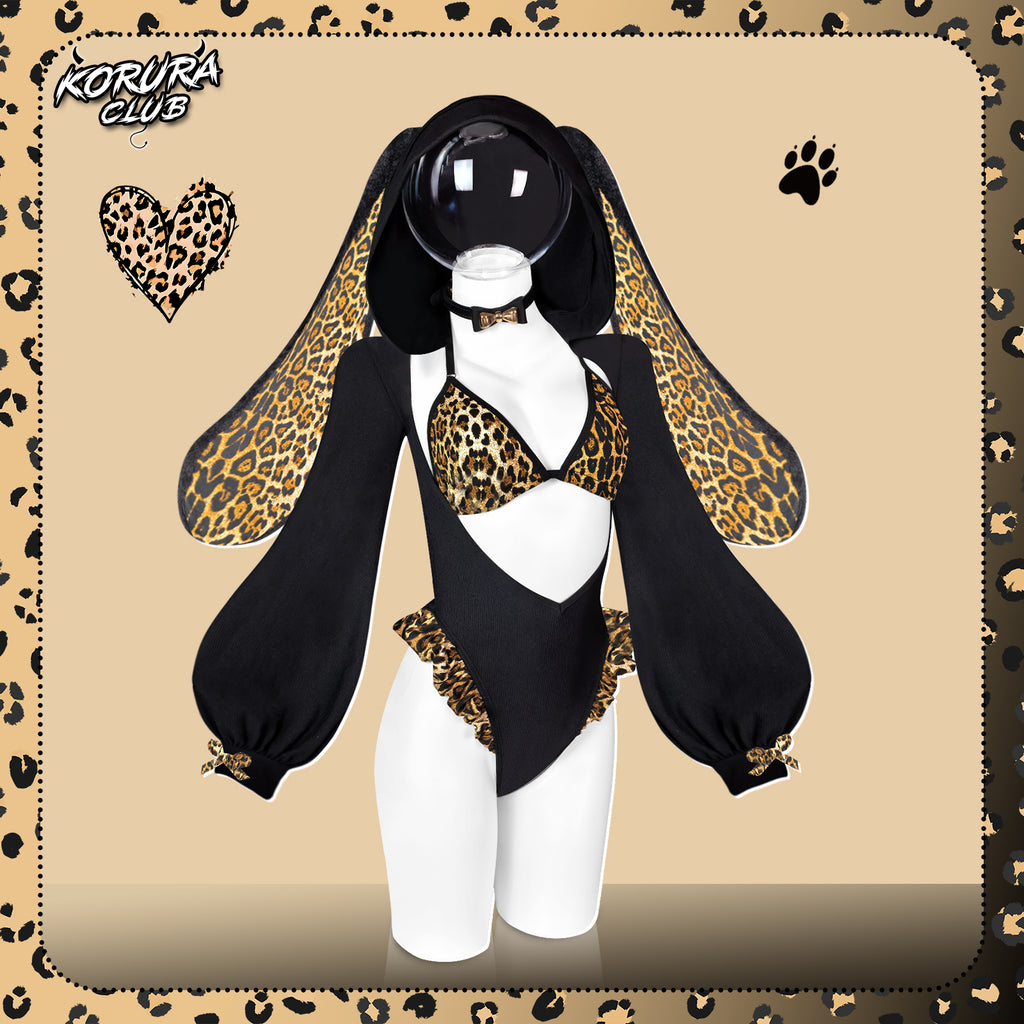 Pre-sale Leopard Print Bunny Cosplay Long-Sleeve Lingerie Set KO146