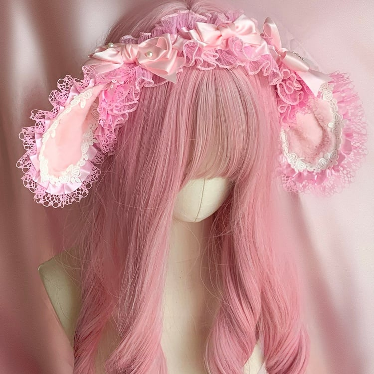Cute pink bunny ears headband HA29737