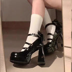 Women's vintage mary jane leather shoes  HA1999