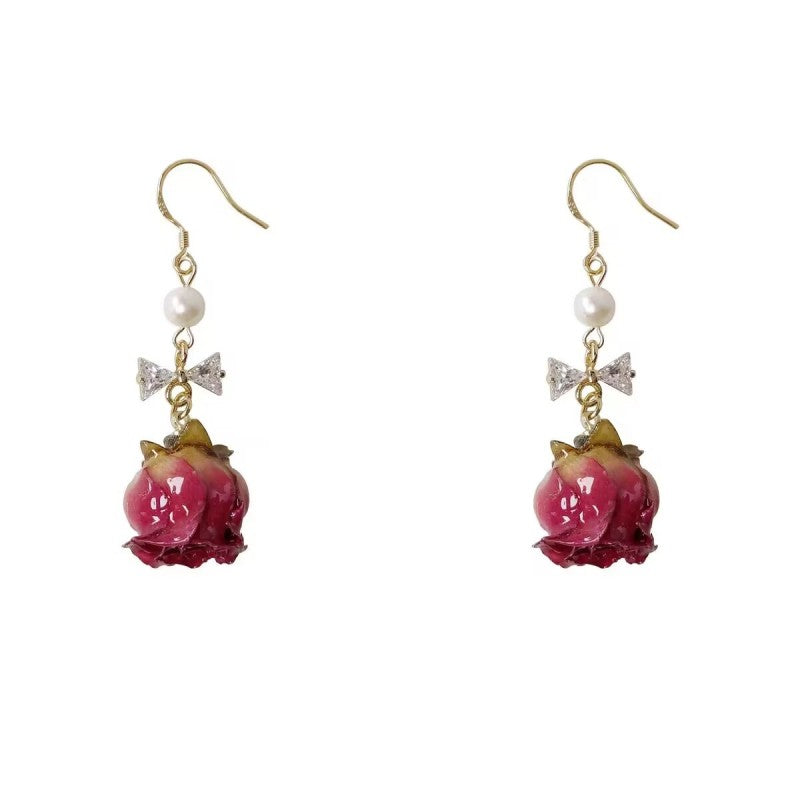 Preserved rose dried flower earrings   HA2036