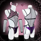 Pre-sale Pink Leopard Fishnet Bodysuit (5-Piece Set)  as62