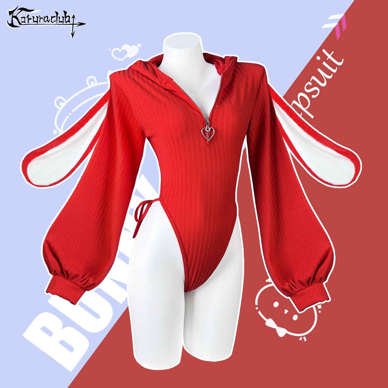 Christmas Red bunny ear Bodysuit  KO64-F