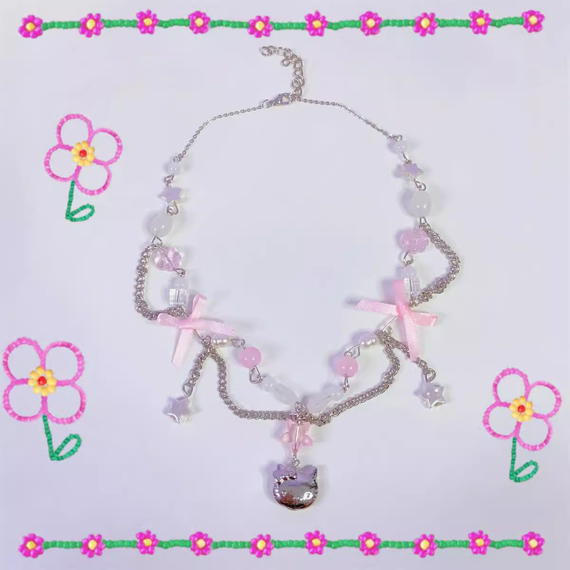 Bow kitten necklace HA2327
