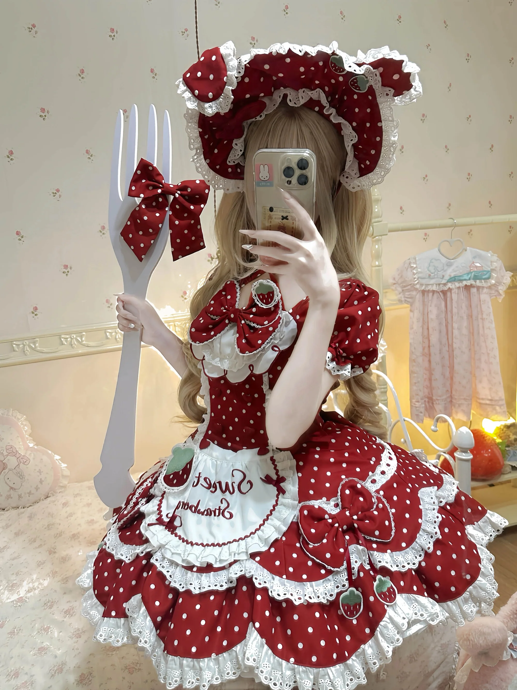 Polka dot strawberry Lolita dress HA29736