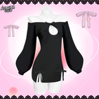 KORURACKUB-BUTTERFLY KNOT V-NECK DRESS SR06