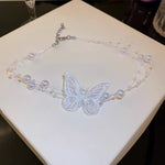 Pearl Gauze Butterfly Necklace  HA2051