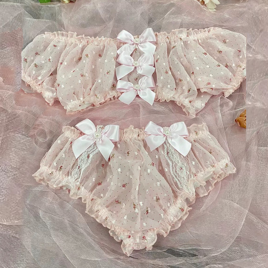 Lace bow suit HA2539