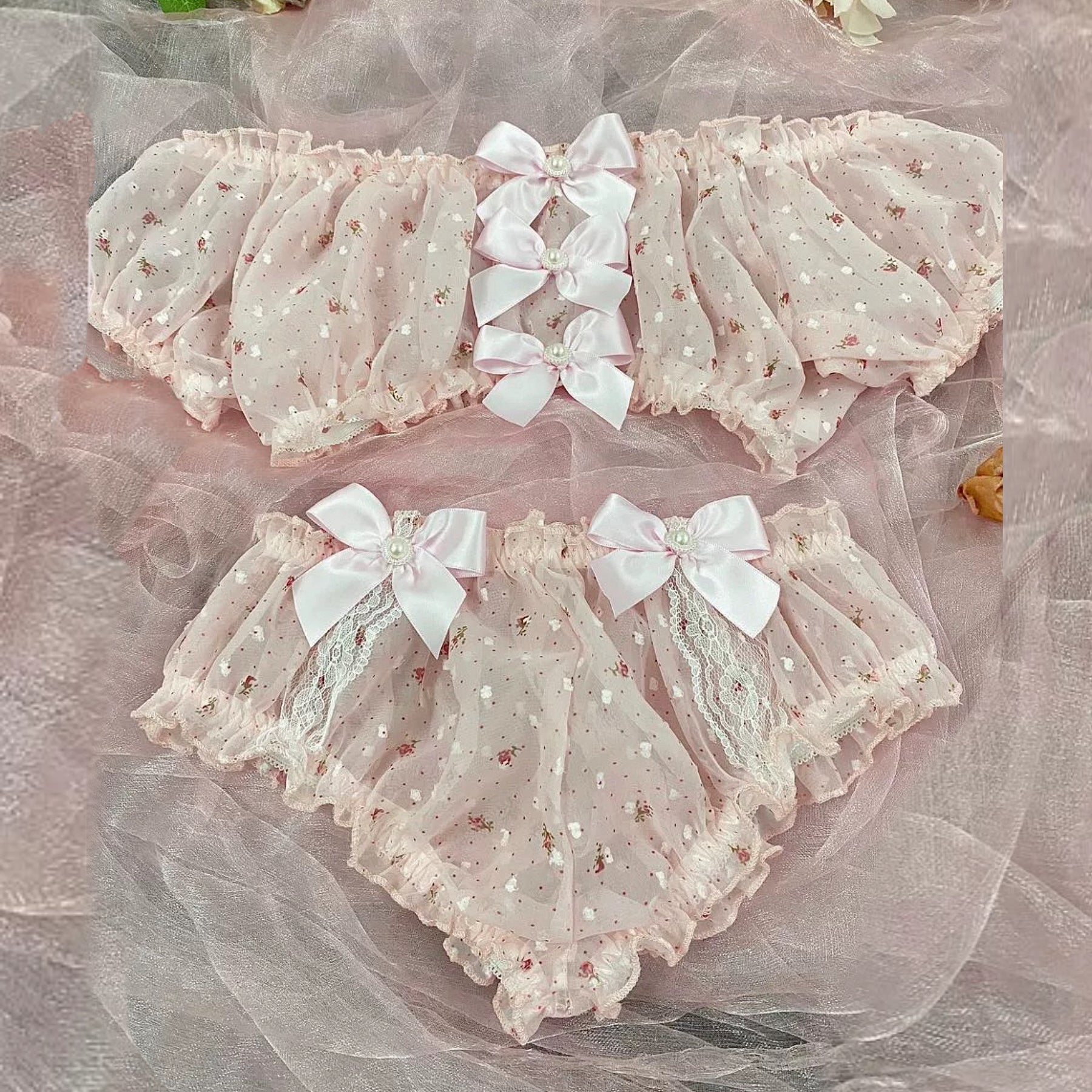 Lace bow suit HA2539