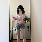 Pink Plaid Long Sleeve Shirt   HA2153
