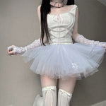 Pearl sling gauze skirt suit HA2550