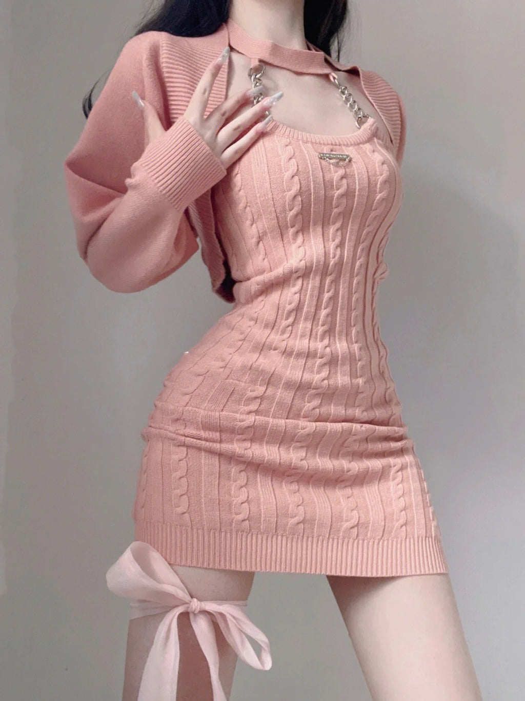 pink halterneck dress HA2249