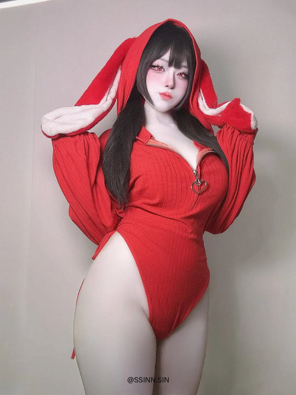 Chic Bunny Ear Hoodie Bodysuit MG01