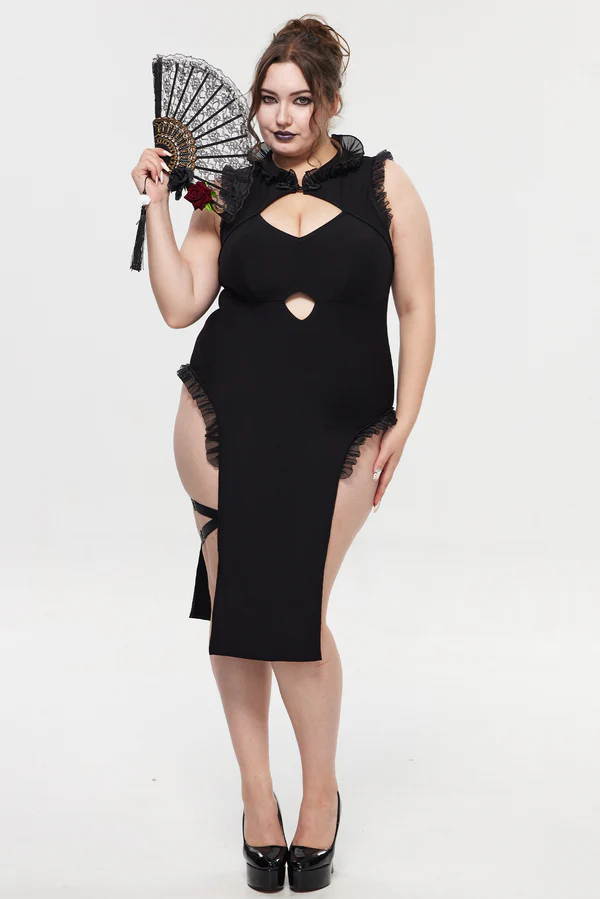 Pre-Sale Gothic Lace Trim Cheongsam Dress HK001