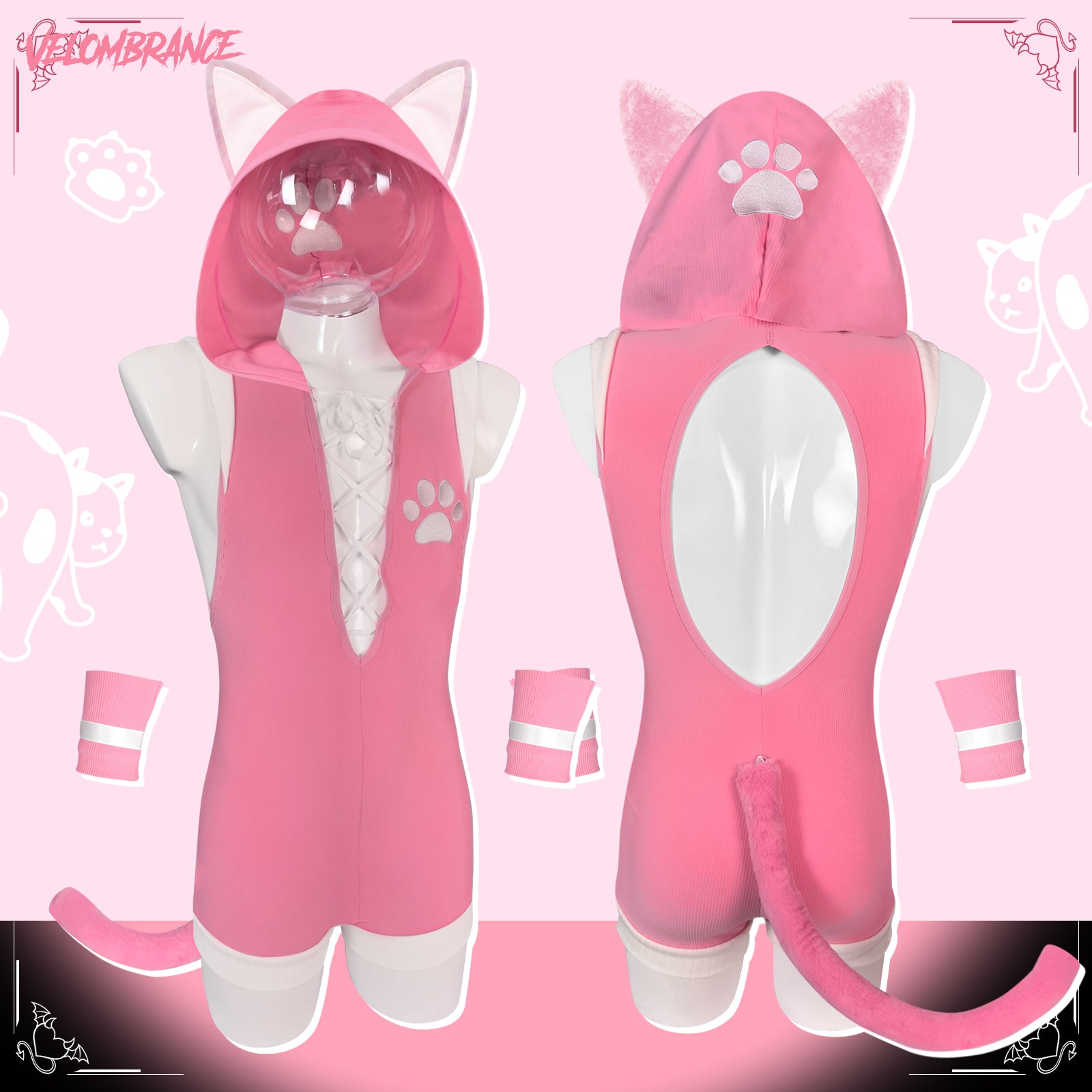 Cat Bodysuit (3-Piece Set）AS43