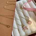 Pink Heartbeat Bear Pendant Necklace HA2404