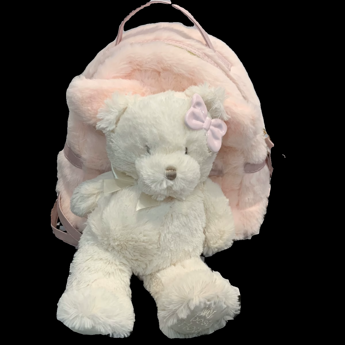 Pink plush bear backpack HA2324