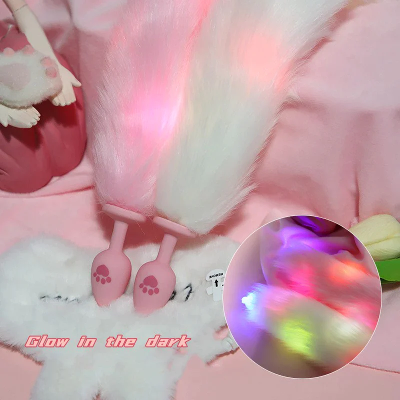 Glowing Rabbit Foxtail Anal Plug HA2354