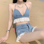 Spice Girls Halter Jeans Blouse  HA1743