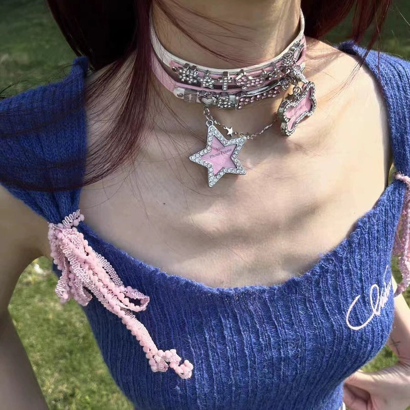 Two-color star love choker HA2506