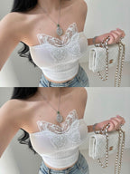 Lace butterfly tube top HA2507