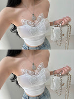 Lace butterfly tube top HA2507