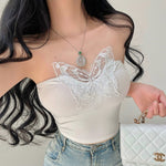 Lace butterfly tube top HA2507