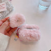 Cute pink plush airpods earphone cover HA2676