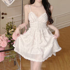 White suspender dress   HA2201