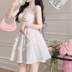 White suspender dress   HA2201